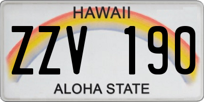 HI license plate ZZV190