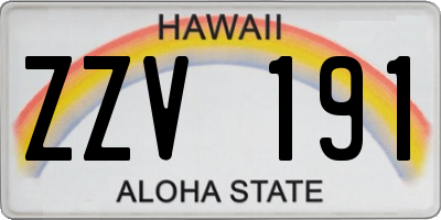 HI license plate ZZV191