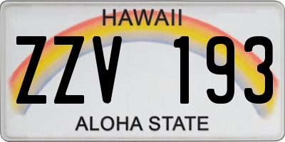 HI license plate ZZV193