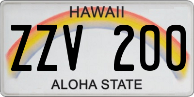 HI license plate ZZV200