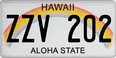 HI license plate ZZV202