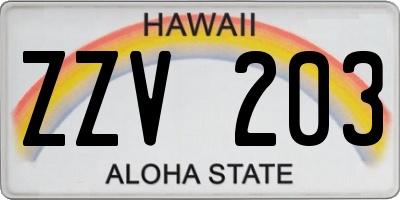 HI license plate ZZV203