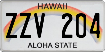 HI license plate ZZV204