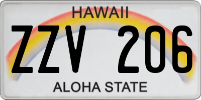 HI license plate ZZV206