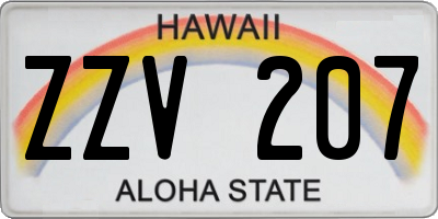 HI license plate ZZV207