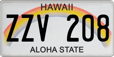 HI license plate ZZV208