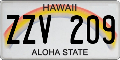 HI license plate ZZV209