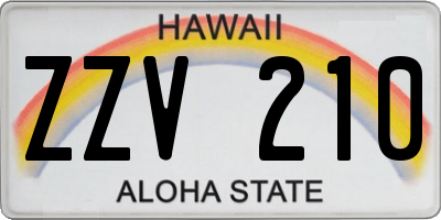 HI license plate ZZV210