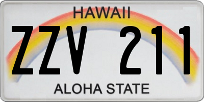 HI license plate ZZV211