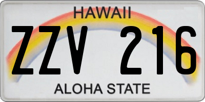 HI license plate ZZV216