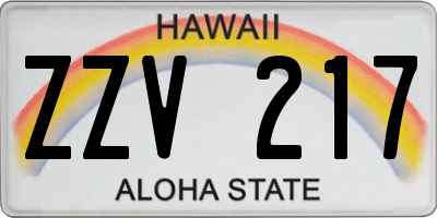 HI license plate ZZV217