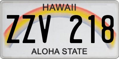 HI license plate ZZV218