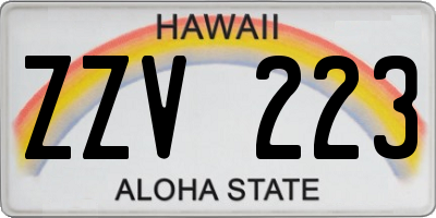 HI license plate ZZV223