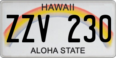 HI license plate ZZV230