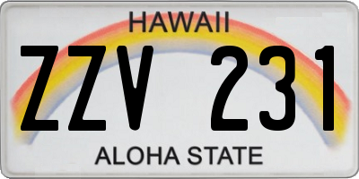 HI license plate ZZV231