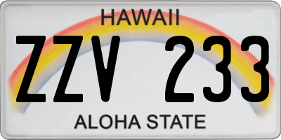 HI license plate ZZV233