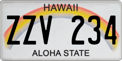 HI license plate ZZV234