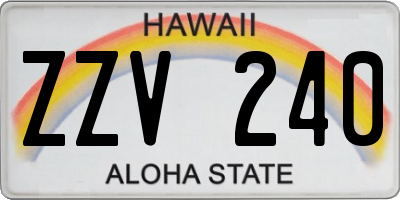 HI license plate ZZV240