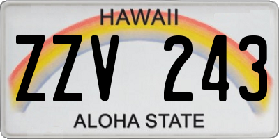 HI license plate ZZV243