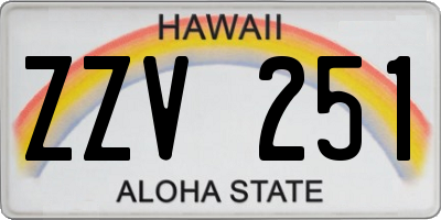 HI license plate ZZV251