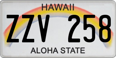 HI license plate ZZV258