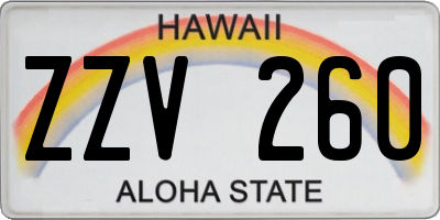 HI license plate ZZV260