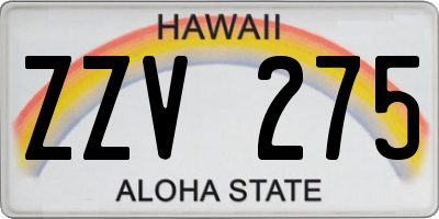 HI license plate ZZV275