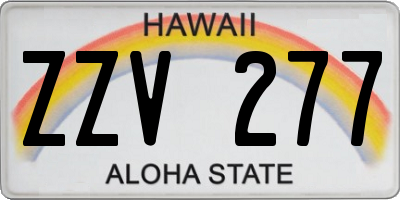 HI license plate ZZV277