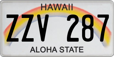 HI license plate ZZV287