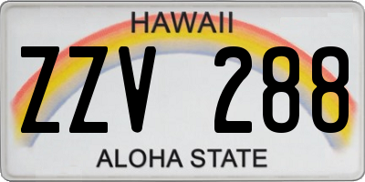 HI license plate ZZV288