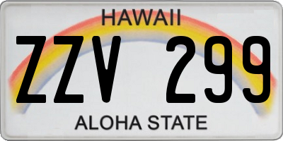 HI license plate ZZV299