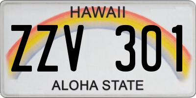 HI license plate ZZV301