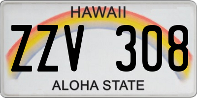 HI license plate ZZV308