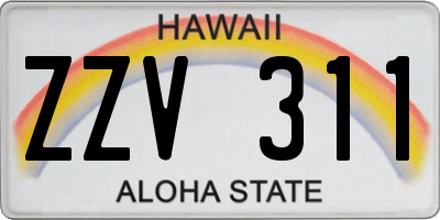 HI license plate ZZV311