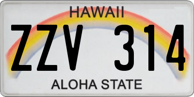 HI license plate ZZV314