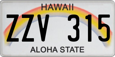 HI license plate ZZV315