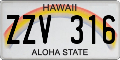 HI license plate ZZV316