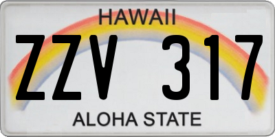 HI license plate ZZV317