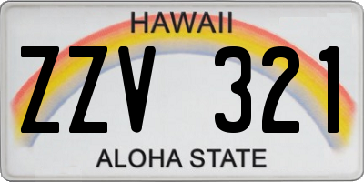 HI license plate ZZV321