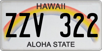 HI license plate ZZV322