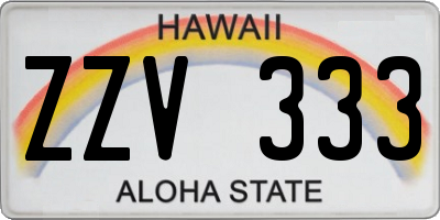 HI license plate ZZV333