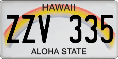 HI license plate ZZV335