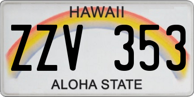 HI license plate ZZV353