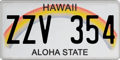 HI license plate ZZV354