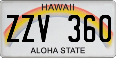 HI license plate ZZV360