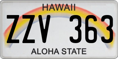 HI license plate ZZV363