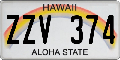 HI license plate ZZV374