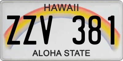 HI license plate ZZV381