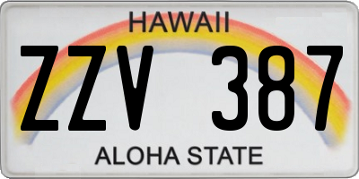 HI license plate ZZV387