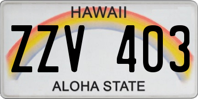 HI license plate ZZV403